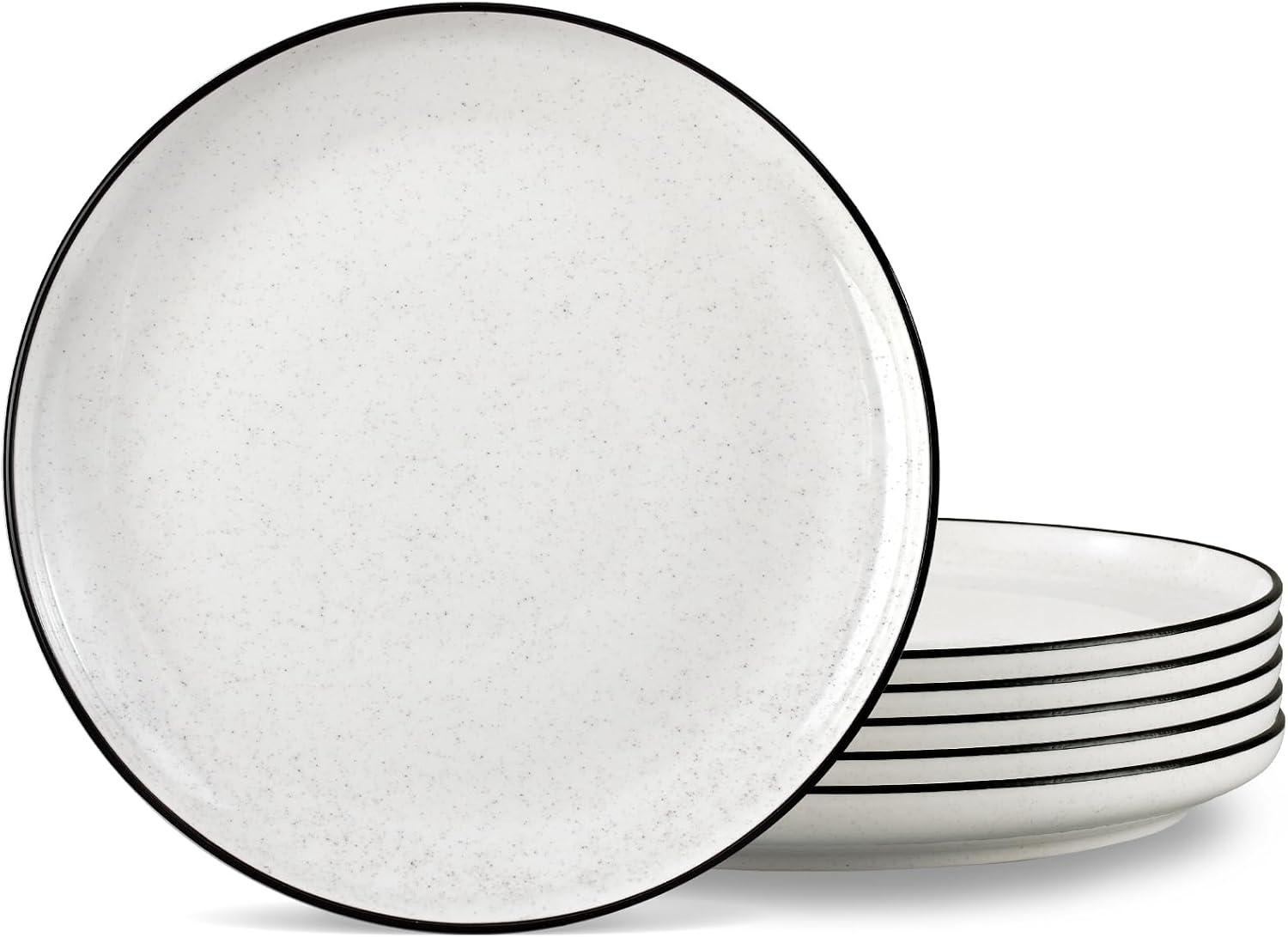 Ceramic White Dinner Plates Set of 6, 10 5 Inch Plates for Kitchen, Microwave Oven and Dishwasher Safe, Modern Dishes Set for Pasta,Steak, Dessert, Salad